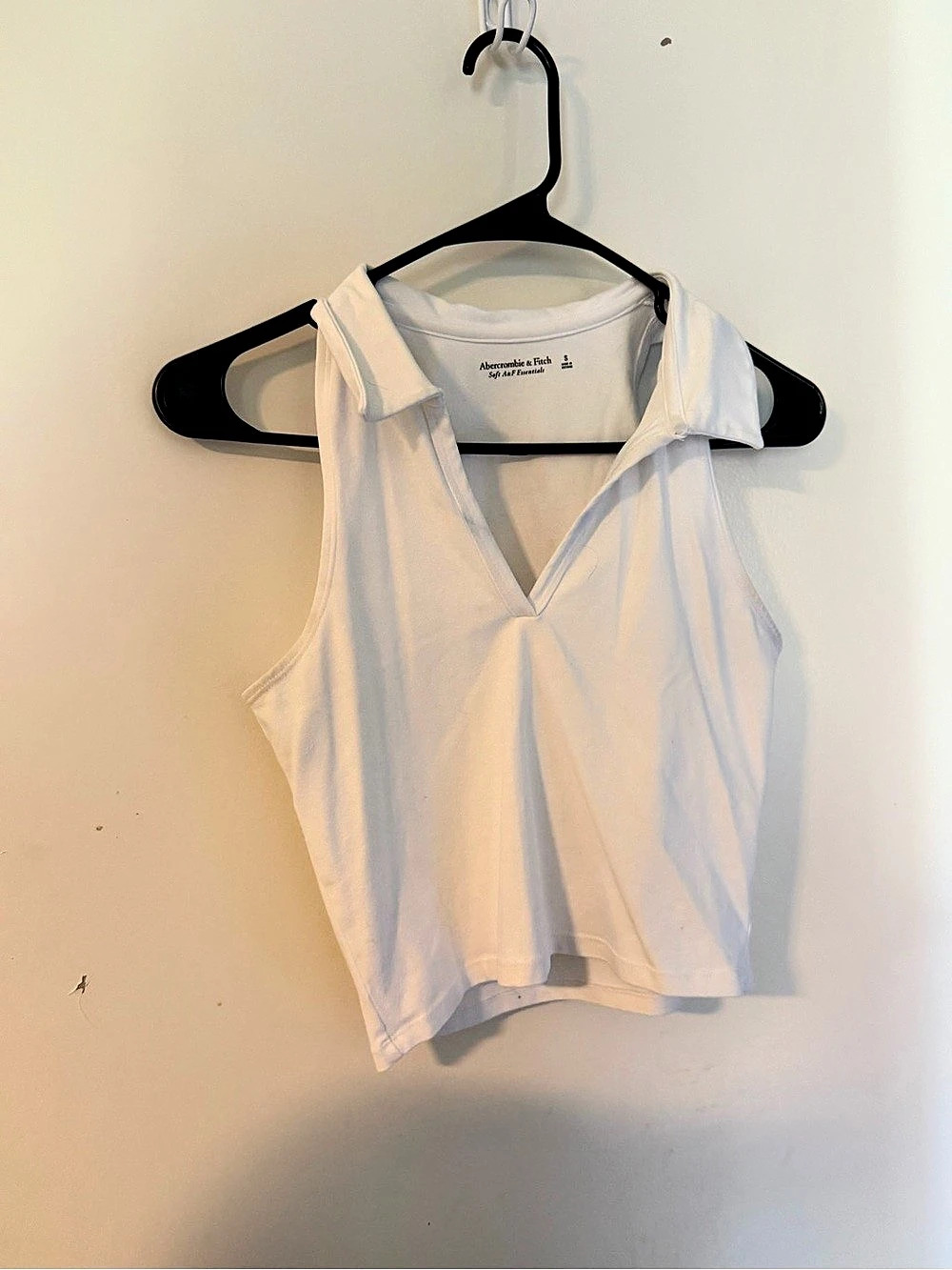 Abercrombie & Fitch Soft A&F Essentials Polo Tank White Small